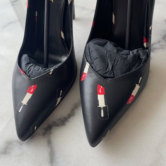 Saint Laurent Lipstick Print Leather Pumps - Picture 7 of 15